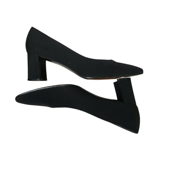 STUART WEITZMAN BLACK FABRIC BLOCK HEEL PUMPS 7 AA - Picture 2 of 9